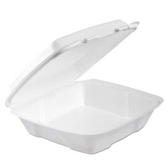 DART - Foam Hinged Lid Container, 1-Comp, 9 x 9 2/5 x 3, White, 100/Bag, 2 Bag/Carton - Exact Tool & Supply
