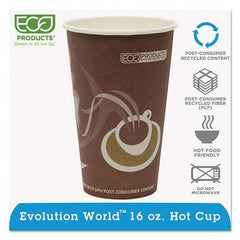ECO PRODUCTS - Evolution World 24% Recycled Content Hot Cups - 16 oz, 50/PK, 20 PK/CT - Exact Tool & Supply
