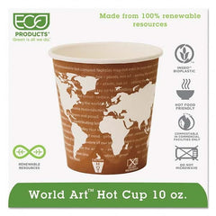 ECO PRODUCTS - World Art Renewable Compostable Hot Cups, 10 oz, 50/PK, 20 PK/CT - Exact Tool & Supply