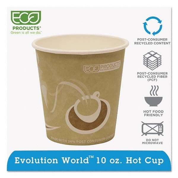 ECO PRODUCTS - Evolution World 24% Recycled Content Hot Cups - 10 oz, 50/PK, 20 PK/CT - Exact Tool & Supply