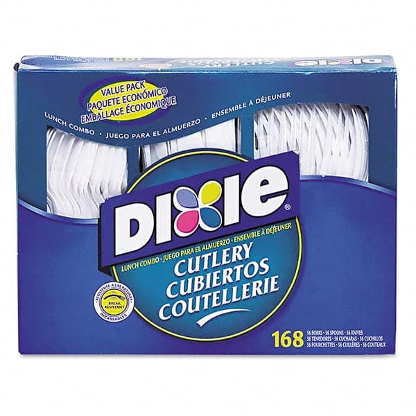 Dixie - Combo Pack, Tray/Plastic Utensils, 56 Forks, 56 Knives, 56 Spoons, 6 Packs - Exact Tool & Supply