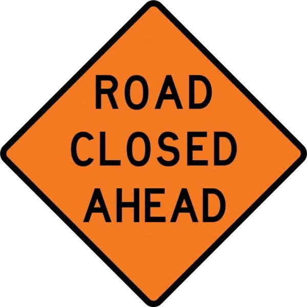 VizCon - "Right Lane Closed Ahead," 36" Wide x 36" High Vinyl Construction Roadway Sign - Exact Tool & Supply