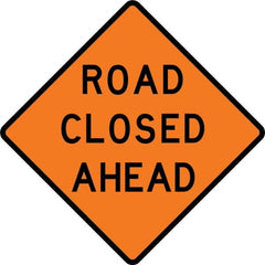 VizCon - "Right Lane Closed Ahead," 36" Wide x 36" High Vinyl Construction Roadway Sign - Exact Tool & Supply