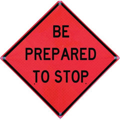 VizCon - "Road Construction Ahead," 36" Wide x 36" High Vinyl Construction Roadway Sign - Exact Tool & Supply