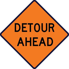 VizCon - "Detour Ahead," 36" Wide x 36" High Vinyl Construction Roadway Sign - Exact Tool & Supply