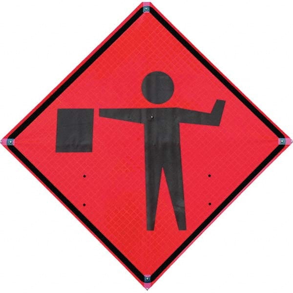 VizCon - "Utility Work Ahead," 48" Wide x 48" High Vinyl Construction Roadway Sign - Exact Tool & Supply