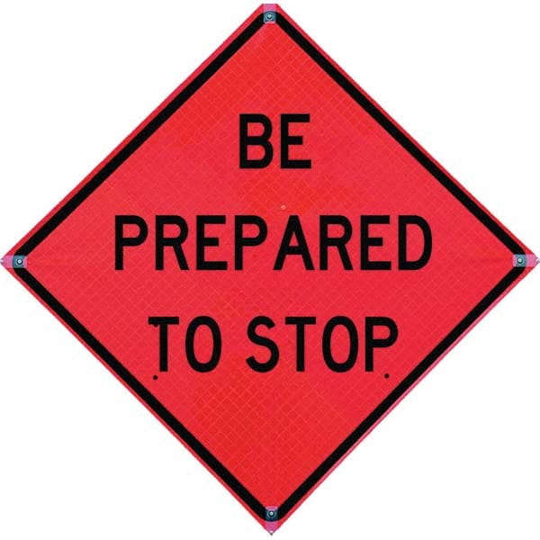 VizCon - "Right Lane Closed Ahead," 48" Wide x 48" High Vinyl Construction Roadway Sign - Exact Tool & Supply