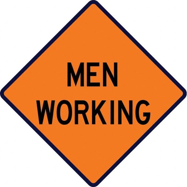 VizCon - "Road Work Ahead," 48" Wide x 48" High Vinyl Construction Roadway Sign - Exact Tool & Supply