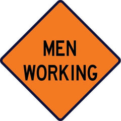 VizCon - "Road Work Ahead," 48" Wide x 48" High Vinyl Construction Roadway Sign - Exact Tool & Supply