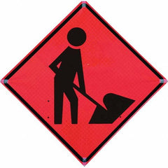VizCon - "Road Construction Ahead," 36" Wide x 36" High Vinyl Construction Roadway Sign - Exact Tool & Supply