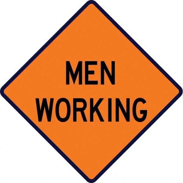 VizCon - "Men Working," 36" Wide x 36" High Vinyl Construction Roadway Sign - Exact Tool & Supply