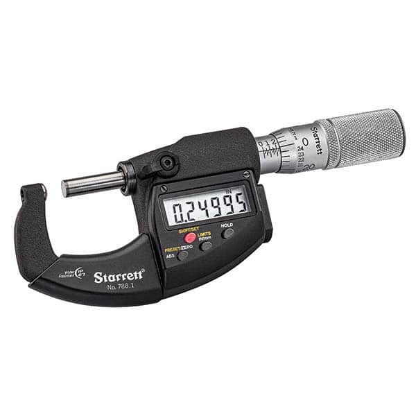 Starrett - Ball Anvil Micrometers Operation Type: Electronic Minimum Measurement (mm): 0.00 - Exact Tool & Supply