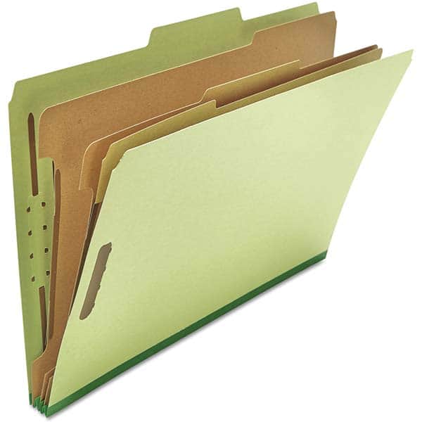 UNIVERSAL - File Folders, Expansion Folders & Hanging Files Folder/File Type: Classification Folders with Tob Tab Fastener Color: Green - Exact Tool & Supply
