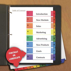 UNIVERSAL - Tabs, Indexes & Dividers Indexes & Divider Type: Preprinted Numeric Size: 8-1/2 x 11 - Exact Tool & Supply