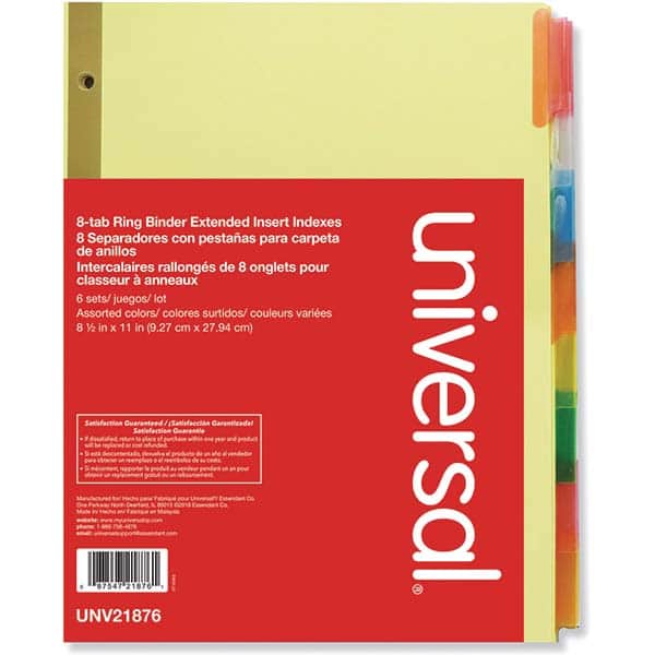 UNIVERSAL - Tabs, Indexes & Dividers Indexes & Divider Type: Customizable Size: 8-1/2 x 11 - Exact Tool & Supply