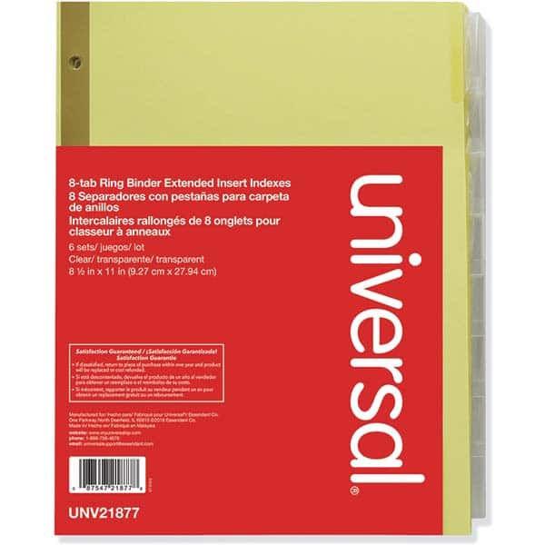 UNIVERSAL - Tabs, Indexes & Dividers Indexes & Divider Type: Customizable Size: 8-1/2 x 11 - Exact Tool & Supply