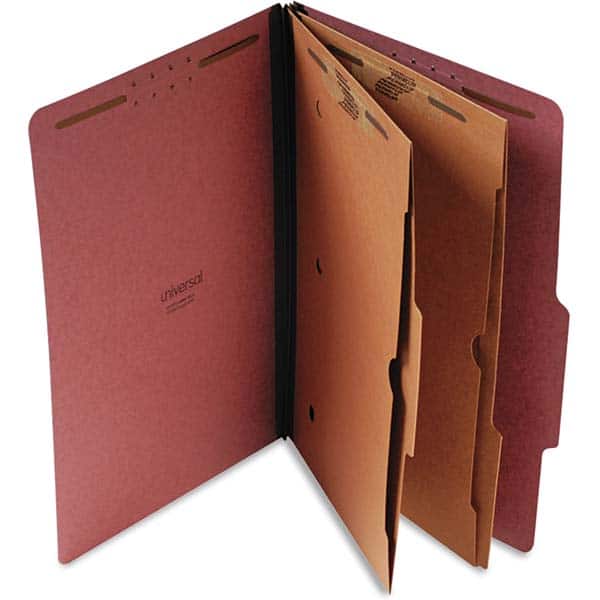 UNIVERSAL - File Folders, Expansion Folders & Hanging Files Folder/File Type: Classification Folders with Tob Tab Fastener Color: Red - Exact Tool & Supply