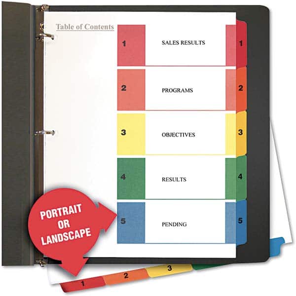 UNIVERSAL - Tabs, Indexes & Dividers Indexes & Divider Type: Preprinted Numeric Size: 8-1/2 x 11 - Exact Tool & Supply