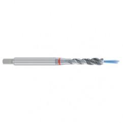 M8x1.25 6H 3-Flute Cobalt Red Ring Semi-Bottoming 40 degree Spiral Flute Tap-Bright - Exact Tool & Supply