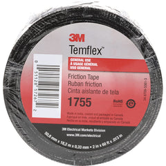 3M - Glass Cloth Tape; Width (Inch): 2 ; Material Type: Cotton ; Color: Black ; Adhesive Material: Rubber ; Series: 1755 ; Thickness (mil): 13 - Exact Tool & Supply