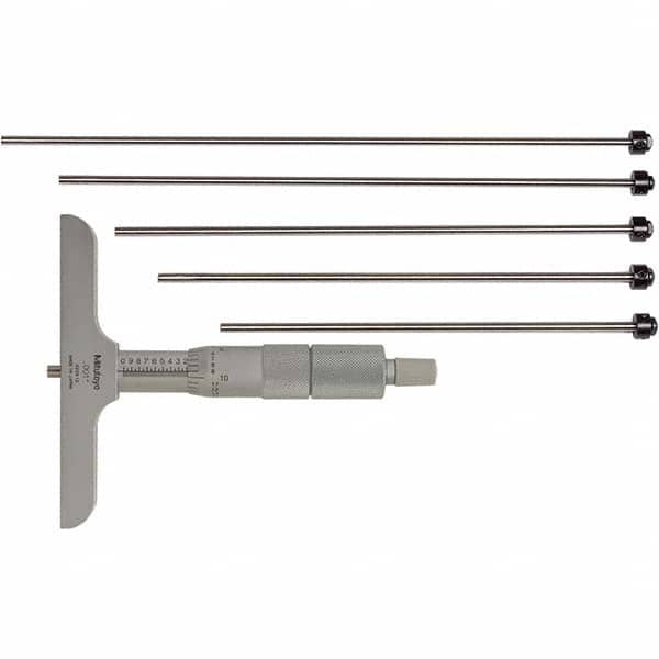 Mitutoyo - Mechanical Depth Micrometers Minimum Measurement (Decimal Inch): 0 Maximum Measurement (Decimal Inch): 6 - Exact Tool & Supply