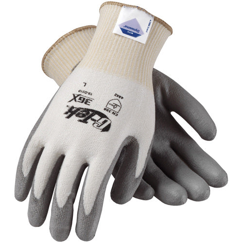 ‎19-D310/M Coated Gloves - G-Tek 3GX Dyneema Diamond - 13G White Shell - Gray PU Smooth Grip - A3 - Exact Tool & Supply
