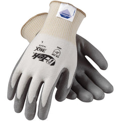 ‎19-D310/S Coated Gloves - G-Tek 3GX Dyneema Diamond - 13G White Shell - Gray PU Smooth Grip - A3 - Exact Tool & Supply
