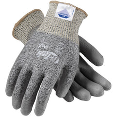 ‎19-D320/XS Coated Gloves - G-Tek 3GX Dyneema Diamond - 13G S&P Poly Shell - Gray PU Smooth Grip - A3 - Exact Tool & Supply