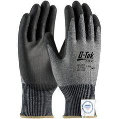 ‎19-D326/M Coated Gloves - G-Tek 3GX Dyneema Diamond - 13G Gray Shell - Black PU Smooth Grip - A3 - Exact Tool & Supply