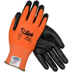 19-D340OR/XS Coated Gloves - G-Tek 3GX Dyneema Diamond - Hi-Vis Orange 13G - Black Nitrile Foam - A4 - Exact Tool & Supply