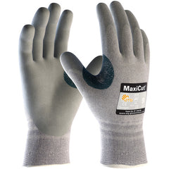 19-D470/M Gloves for Cut Protection - MaxiCut Gray Dyneema/Eng Yrn Shell - Gray Nitrile MicroFoam Grip - A4 - Exact Tool & Supply