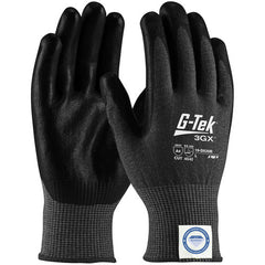 19-D526B/L Coated Gloves - G-Tek 3GX Dyneema Diamond - Black 13G - Black PU Grip - Touchscreen - A4 - Exact Tool & Supply
