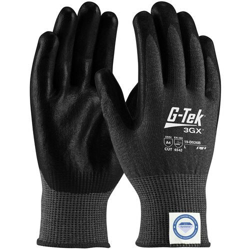 19-D534B/M Coated Gloves - G-Tek 3GX Dyneema Diamond - Black 13G - Nitrile Foam - Touchscreen - A4 - Exact Tool & Supply