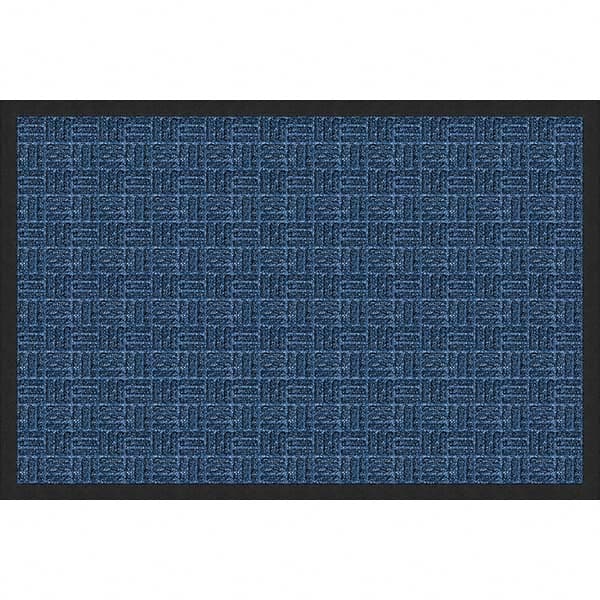 Entrance Mat: 3' Long, 2' Wide, Olefin Surface Indoor & Outdoor, Medium-Duty Traffic, Rubber Base, Blue