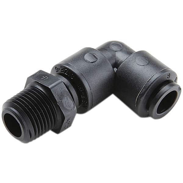 Parker - Plastic Push-To-Connect Tube Fittings Type: Male Swivel Elbow Tube Outside Diameter (Inch): 1/4 - Exact Tool & Supply