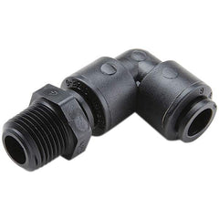 Parker - Plastic Push-To-Connect Tube Fittings Type: Male Swivel Elbow Tube Outside Diameter (Inch): 1/4 - Exact Tool & Supply