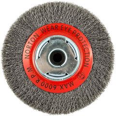 Norton - 6" OD, 5/8" Arbor Hole, Crimped Carbon Wheel Brush - Exact Tool & Supply