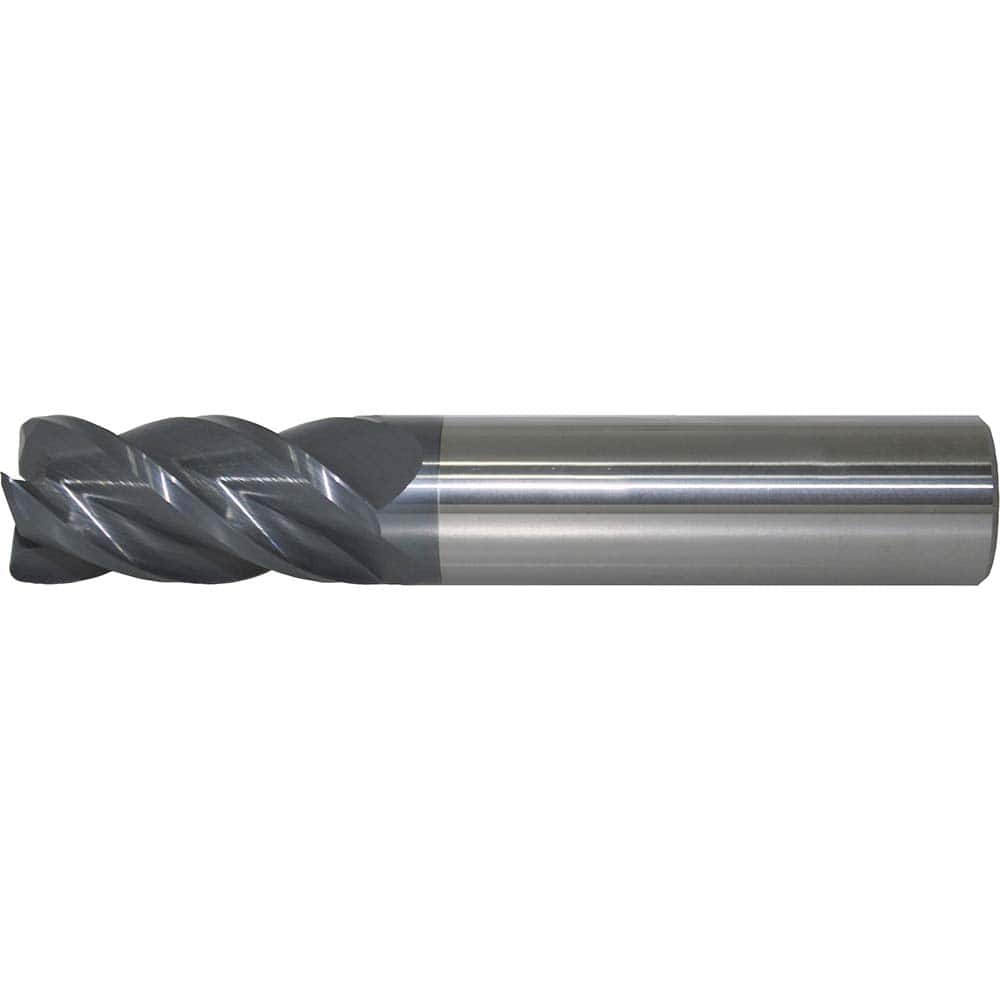 Corner Radius End Mill: 1/8″ Dia, 1/2″ LOC, 0.015″ Radius, 4 Flutes, Solid Carbide 1-1/2″ OAL, 1/8″ Shank Dia, 40 ° Helix, AlTiN+ Coated, Corner Radius End, Centercutting, Series 6/44