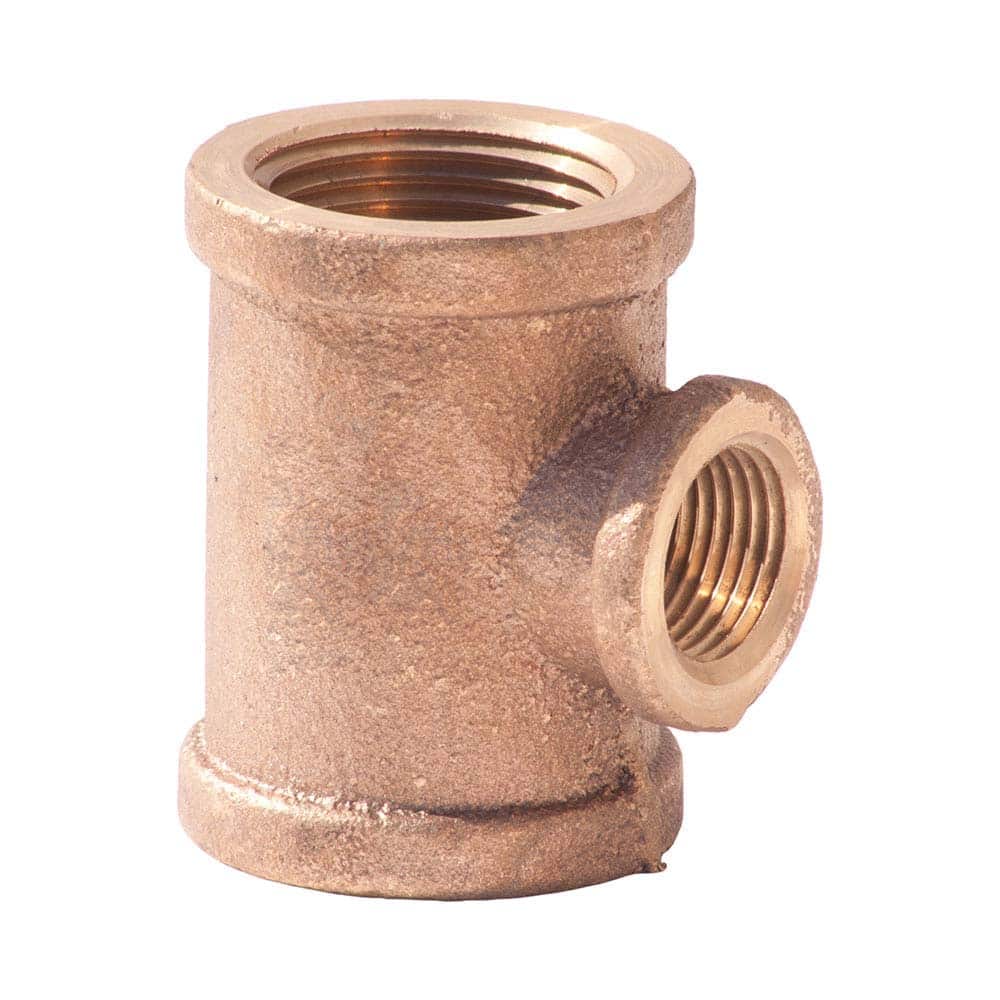 Merit Brass - Brass & Chrome Pipe Fittings Type: Reducing Tee End Connections: FNPT x FNPT x FNPT - Exact Tool & Supply