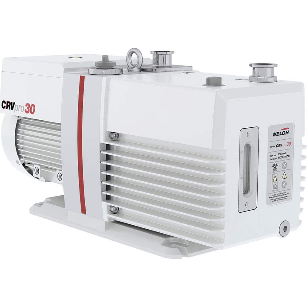 Welch - Rotary Vane-Type Vacuum Pumps; Horsepower: 1.1 ; Voltage: 115V ; Cubic Feet per Minute: 22.10 ; Length (Decimal Inch): 22.4000 ; Width (Decimal Inch): 8.1000 ; Height (Inch): 11.40 - Exact Tool & Supply