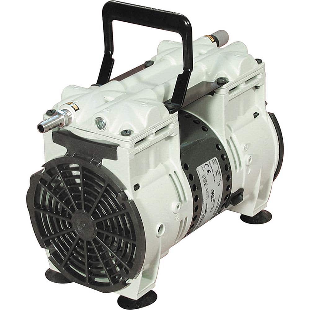 Welch - Piston-Type Vacuum Pumps; Horsepower: .33 ; Cubic Feet per Minute: 7.10 ; Vacuum Pressure (In/Hg): 60.00 ; Voltage: 230V ; Height (Inch): 11.7 ; Length (Inch): 13.3 - Exact Tool & Supply