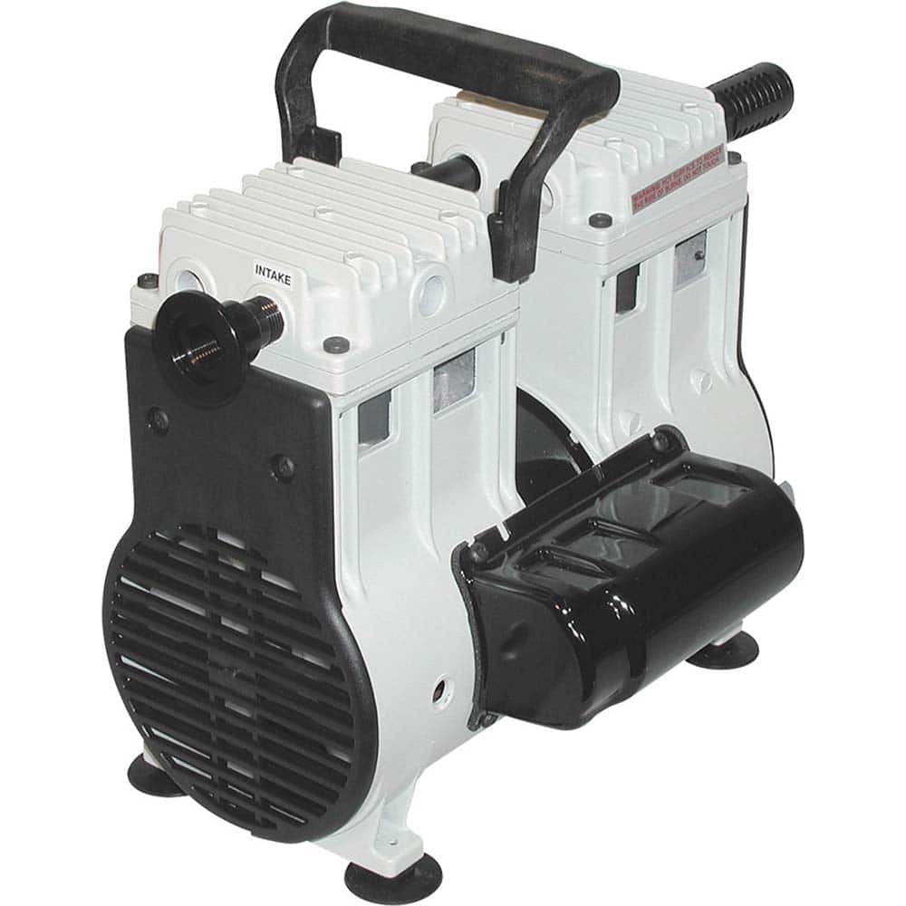 Welch - Piston-Type Vacuum Pumps; Horsepower: .33 ; Cubic Feet per Minute: 7.10 ; Vacuum Pressure (In/Hg): 5.00 ; Voltage: 230V ; Height (Inch): 12 ; Length (Inch): 17 - Exact Tool & Supply