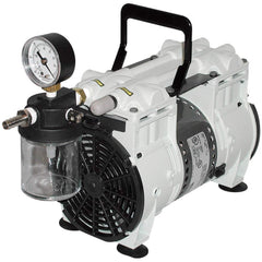 Welch - Piston-Type Vacuum Pumps; Horsepower: .33 ; Cubic Feet per Minute: 3.50 ; Vacuum Pressure (In/Hg): 60.00 ; Voltage: 230V ; Height (Inch): 12 ; Length (Inch): 17 - Exact Tool & Supply