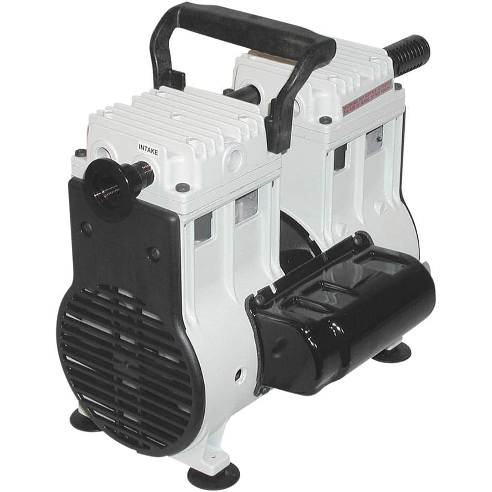 Welch - Piston-Type Vacuum Pumps; Horsepower: .33 ; Cubic Feet per Minute: 3.50 ; Vacuum Pressure (In/Hg): 5.00 ; Voltage: 115V ; Height (Inch): 11.7 ; Length (Inch): 13.3 - Exact Tool & Supply
