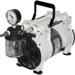 Welch - Piston-Type Vacuum Pumps; Horsepower: 0.125 ; Cubic Feet per Minute: 1.20 ; Vacuum Pressure (In/Hg): 5.00 ; Voltage: 230V ; Height (Inch): 10 ; Length (Inch): 8.1 - Exact Tool & Supply