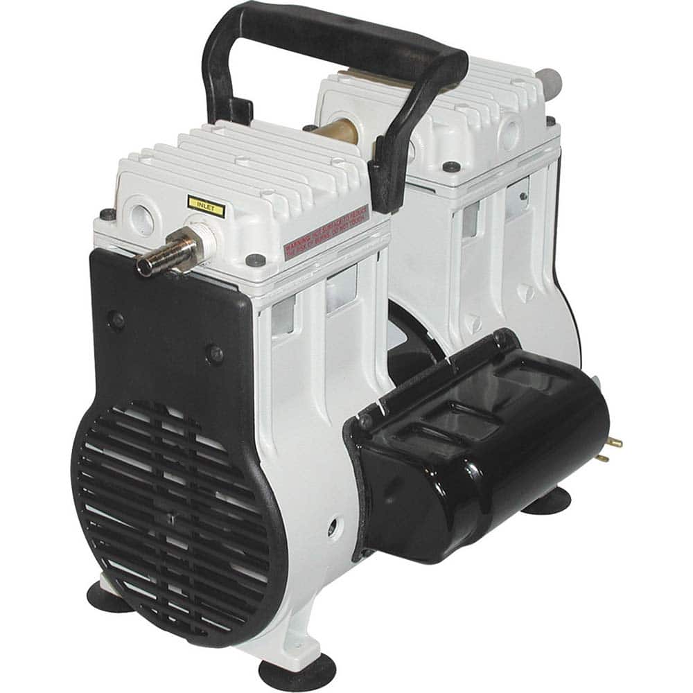 Welch - Piston-Type Vacuum Pumps; Horsepower: .33 ; Cubic Feet per Minute: 3.50 ; Vacuum Pressure (In/Hg): 9.00 ; Voltage: 230V ; Height (Inch): 11.7 ; Length (Inch): 13.3 - Exact Tool & Supply