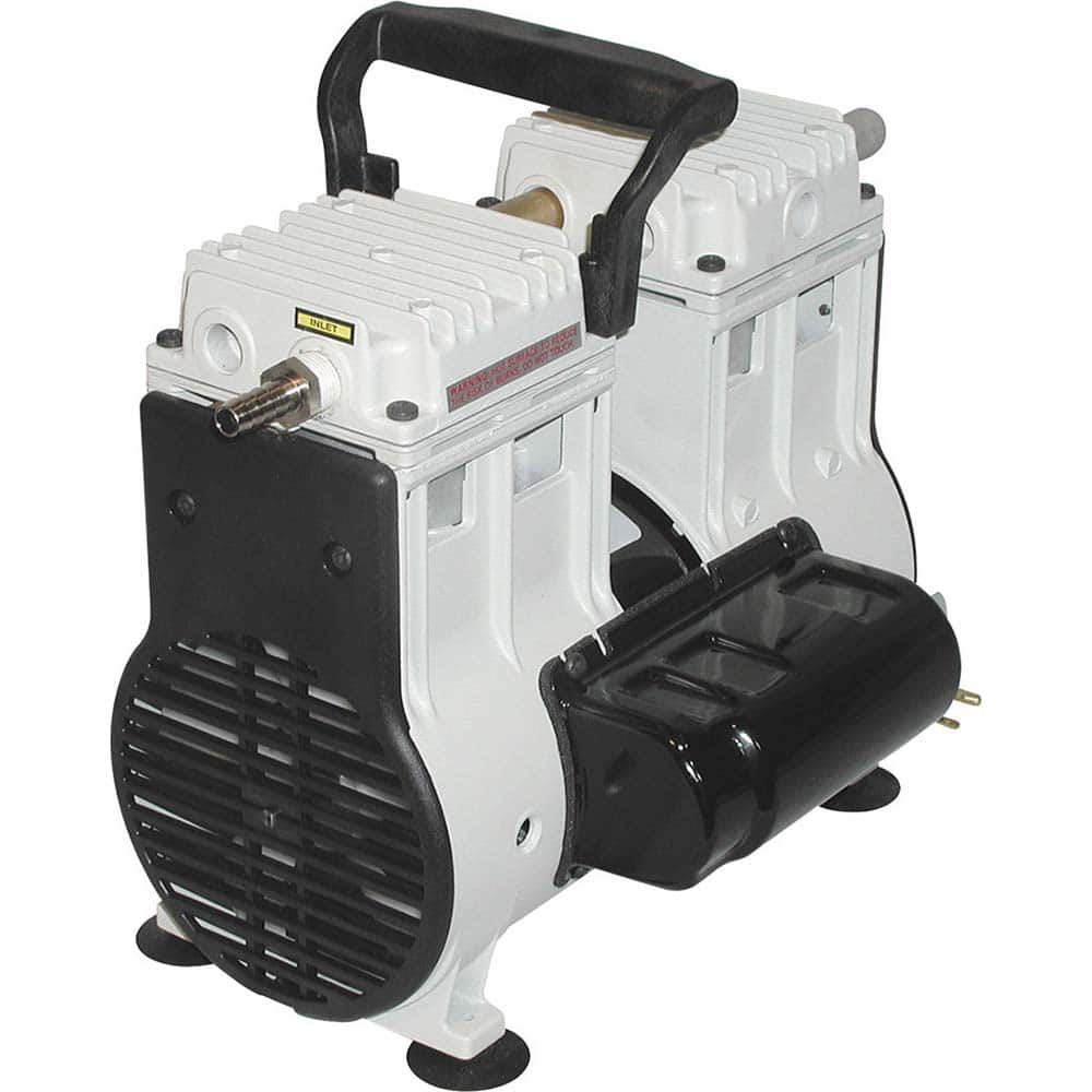 Welch - Piston-Type Vacuum Pumps; Horsepower: 0.33 ; Cubic Feet per Minute: 3.50 ; Vacuum Pressure (In/Hg): 60.00 ; Voltage: 230V ; Height (Inch): 9.5 ; Length (Inch): 11.7 - Exact Tool & Supply