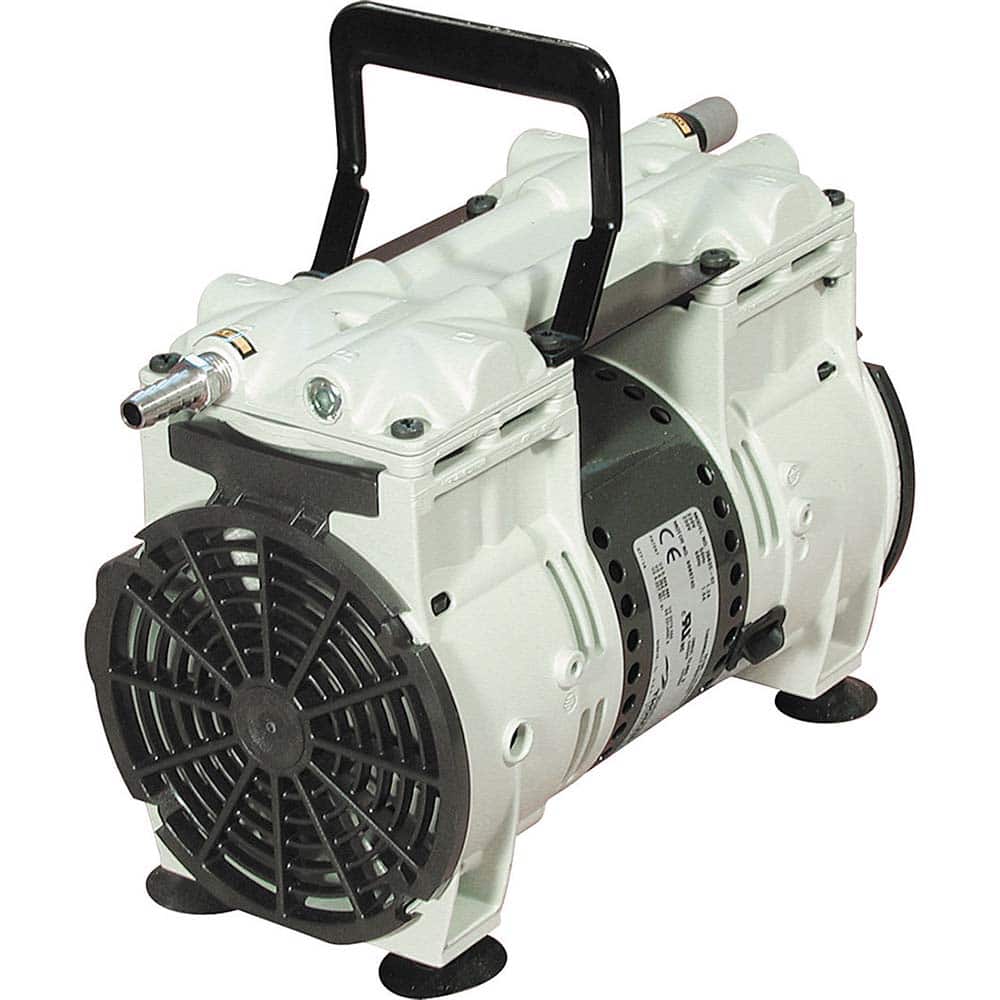 Welch - Piston-Type Vacuum Pumps; Horsepower: 0.33 ; Cubic Feet per Minute: 2.30 ; Vacuum Pressure (In/Hg): 9.00 ; Voltage: 230V ; Height (Inch): 9.5 ; Length (Inch): 11.7 - Exact Tool & Supply