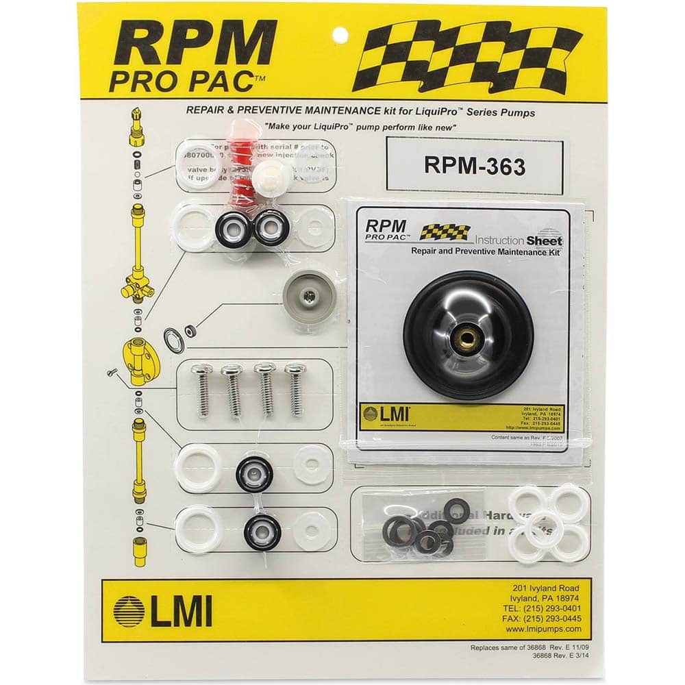 LMI - Metering Pump Accessories Type: Liquid End Preventative Maintenance Kit For Use With: LMI LIQUIPRO Liquid Ends: 363xx - Exact Tool & Supply