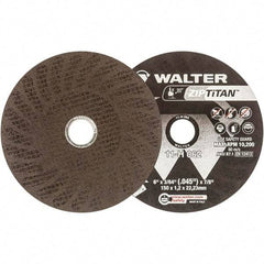 WALTER Surface Technologies - 6" Aluminum Oxide Cutoff Wheel - 3/64" Thick, 7/8" Arbor, 10,200 Max RPM, Use with Die Grinders - Exact Tool & Supply